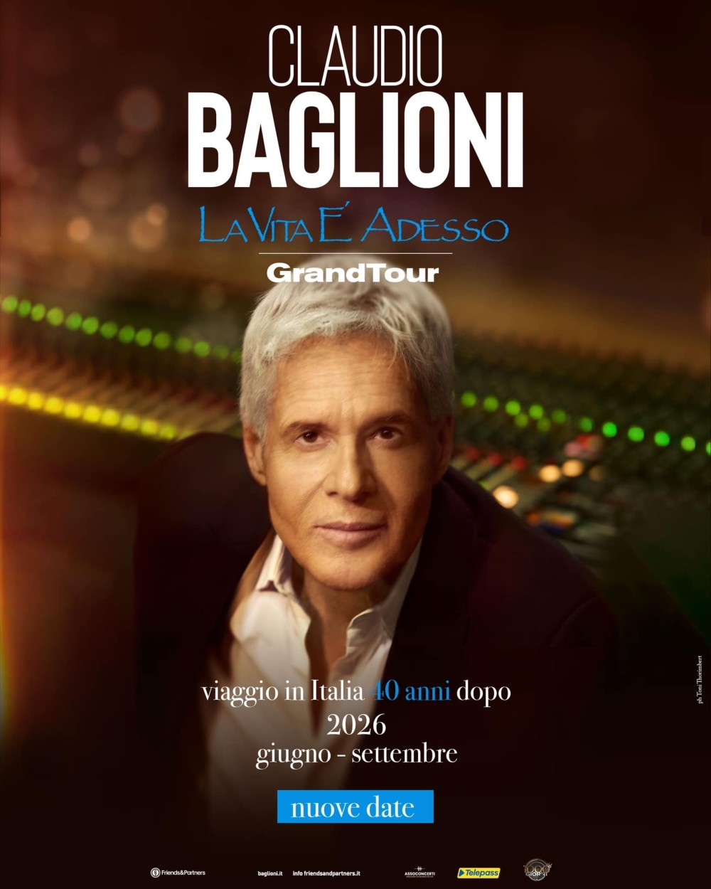 Claudio Baglioni al Pistoia Blues: GrandTour ''La vita è adesso''